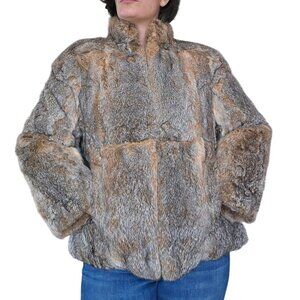 Vintage 1960s Genuine Rabbit Fur Mid Length Coat Women's Size M Mob Wife Luxury